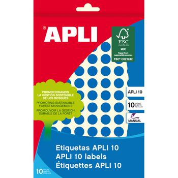 Etiquetas 10 Azules Ø 10mm 8 Hojas Apli