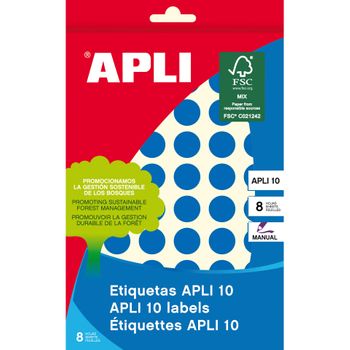 Etiquetas 10 Azules Ø 13mm 8 Hojas Apli