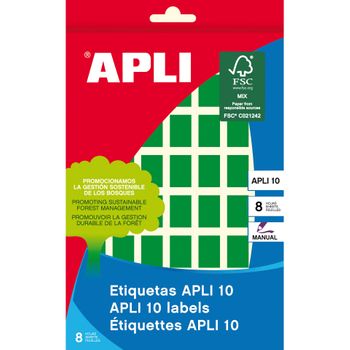 Etiquetas 10 Verdes 12 X 18mm 8 Hojas Apli