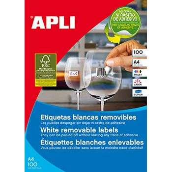 Apli 3053 - Etiquetas Blancas Removibles 48,5 X 16,9 Mm 100 Hojas