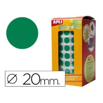 Gomets Autoadhesivos Circulares 20mm Verde En Rollo