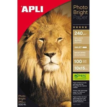 Apli Papel Fotografico Brillante 240 Gr Tamaño 10x15 Cm - 100 Hojas -