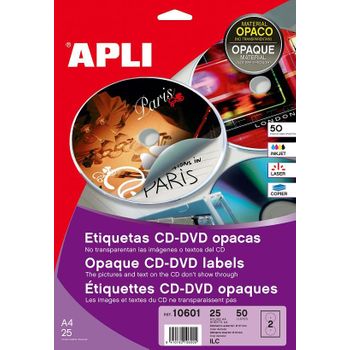 Etiquetas Autoadhesivas Apli Cd-dvd Opacas - 100 Hojas 200 Etiquetas