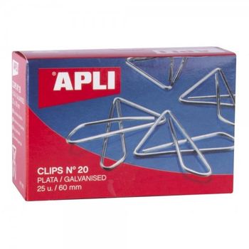 Apli Clips Mariposa Plateados N? 20 - 60mm Caja De 25