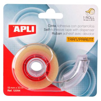 Cinta Adhesiva Transparente Con Dispensador Apli