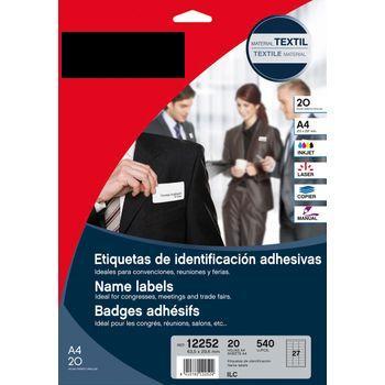 Etiquetas Textiles De Identificacion Adhesivas Con Cantos Romos - Tamaño 63.5 X 29.6mm - Adhesivo Removible -pack De 20 Hojas Con 540 Etiquetas -apli