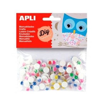 Apli Ojos Moviles Pupila Color Redondos Adhesivos Surtido Bolsa -100u-