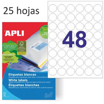 Etiquetas Autoadhesivas Circulares Apli 30mm - 25 Hojas 1680 Etiquetas