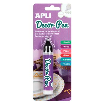 Apli - Rotulador 3d Decorpen, Acabado Metalizado, Color Blanco, 1 Ud