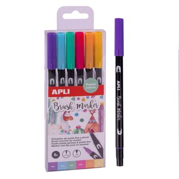 Rotuladores Apli Doble Punta Lettering 6 Colores Pastel