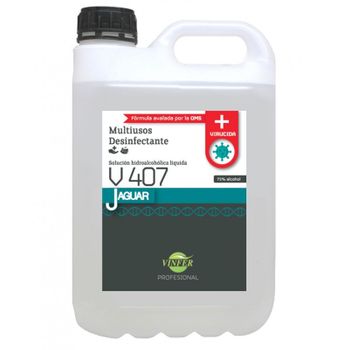 Loción Hidroalcólica Jaguar V407 Desinfectante Virucida Para Manos Y Superficies. Botella 5 Litros