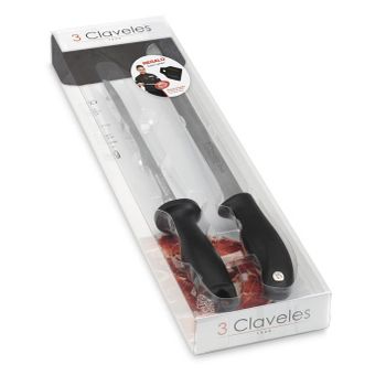 Cuchillo Jamonero +chaira +funda 25 Cm - 3 Claveles - 1721..