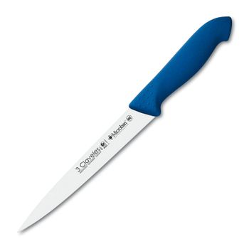 3 Claveles Proflex - Cuchillo Profesional Fileteador Flexible 18 Cm Microban. Azul