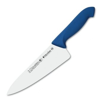 3 Claveles Proflex - Cuchillo Profesional Cocinero Ancho 20 Cm Microban. Azul