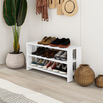 Mueble Zapatero Banco Para Zapatos Rack Para Zapatos (alto 43 / Ancho 84 Fondo 31) En Color (blanco)