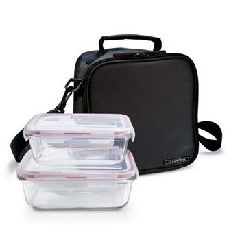 Lunchbag Basic Negra + 2 Contenedores 9243-tx