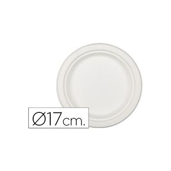 Plato De Fibra Natural Nupik Biodegradable Blanco 17 Cm De Diametro Apto Microondas Paquete De 50 Unidades