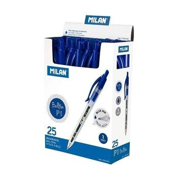 Milan Boligrafo P1 Cuerpo Transparente Azul -caja Exp 25u-