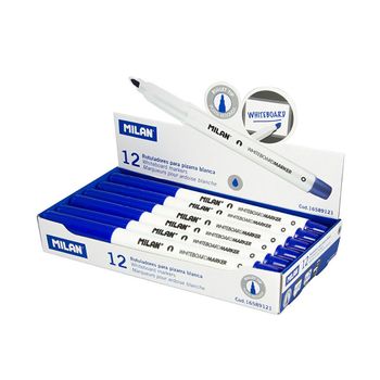 Caja 12 Rotuladores Azules Para Pizarra Blanca Milan - Neoferr..