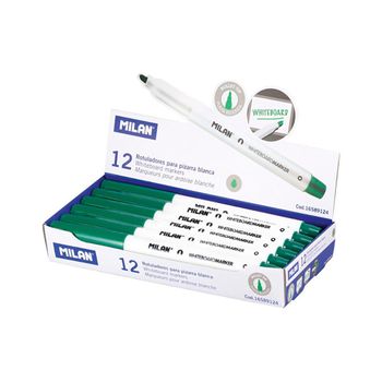 Caja 12 Rotuladores Verde Para Pizarra Blanca Milan - Neoferr..