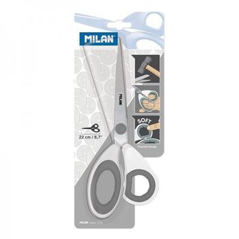 Milan Tijeras Oficina 22cm Mango De Pl?stico Blister Blancogris