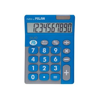 Blister Calculadora Duo 10 Digitos Azul Teclas Grandes Milan - Neoferr*