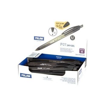 Milan Boligrafo P07 Dry-gel Retr?ctil Tinta Negro Caja Expositora -25u-