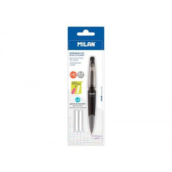 Portaminas Milan Capsule Slim 0,5 Mm + 2 Recambios De Goma En Blister