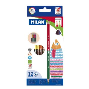 Lápices De Colores Bicolor Milan 12 Unidades
