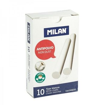 Milan Tizas Blancas Antipolvo Carbonato Calcico Caja De 10