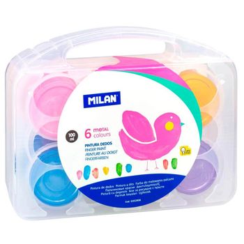 Pintura De Dedos Milan Metal Colors 6 Botes De 100 Ml