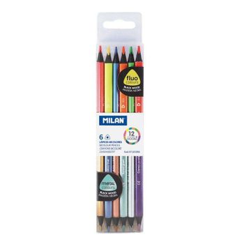 Lápices Bicolor Milan Fluo 7123306/ 2.9mm/ 6 Unidades/ Colores Flúor + Metalizados