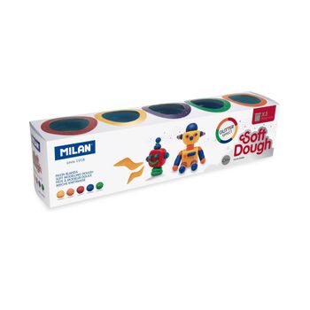 Pasta Blanda Milan Soft Dough Glitter 5 Botes De 142 Gr