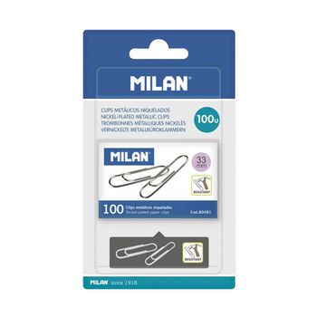 Blister 1 Caja 100 Clips Metalicos 33mm Milan.