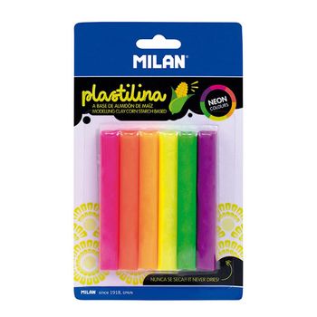 Blíster 6 Plasticinas De Cores Neon 70g Milan