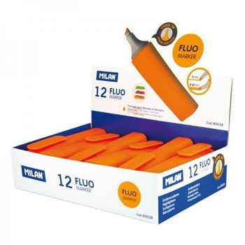 Milan Marcador Fluorescente Fluo Naranja Punta Biselada -12ud-