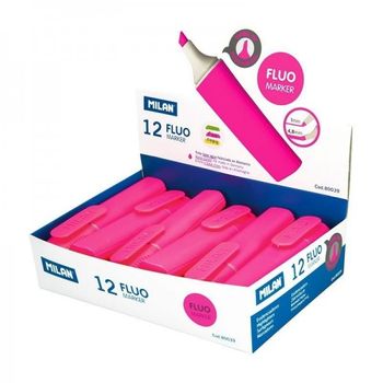 Milan Marcador Fluorescente Fluo Rosa Punta Biselada -12ud-