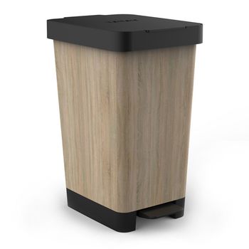 Cubo Pedal Decorado Smart Madera Tatay 25l-wood