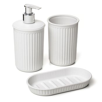 Set Vaso+dosificador+jabonera Baño Blanco Pergamon Baobab Ta