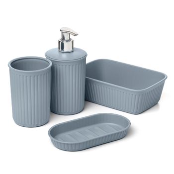 Tatay Baobab - Set Organización Baño De 4 Piezas En Plástico Pp05. Azul Mist