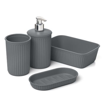 Tatay Baobab - Set Organización Baño De 4 Piezas En Plástico Pp05. Gris Antracita