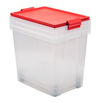 Tatay - Set De 3 Cajas De Ordenación Multiusos 60l 100% Reciclables. Tapa Abatible. Rojo
