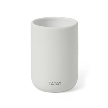 Tatay Soft - Vaso Porta Cepillos De Baño En Cerámica Con Tacto Suave. Blanco