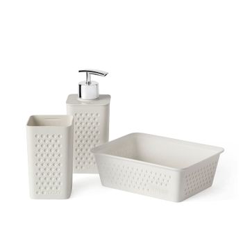 Set 6 Accesorios Baño Papelera Dispensador Escobilla 2 Vasos Jabonera con  Ofertas en Carrefour