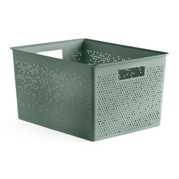 Tatay Bohol - Caja Organizadora Rectangular 20l Plástico Reciclado. Verde Sage Lo