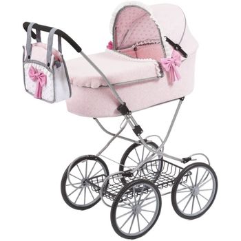 Carrito De Muñecas Clásico Pequeño Reborn, Rosa Y Blanco (9962