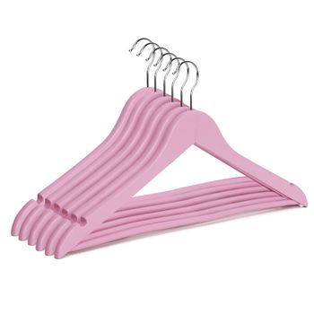 Pack De 6 Perchas De Madera (rosa)