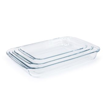 Ibili Kristall - Lote De 3 Fuentes Rectangulares Para Horno En Vidrio Borosilicato