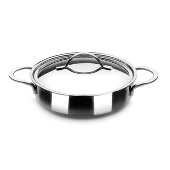 Perol Cazuela baja inducción aluminio forjado profesional + Tapa de cristal  / 32 cms. / Wecook — Comercial Marciense