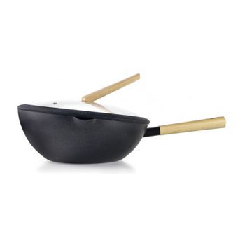 Wok Con Tapa Luxe Aluminio Forjado De Ibili